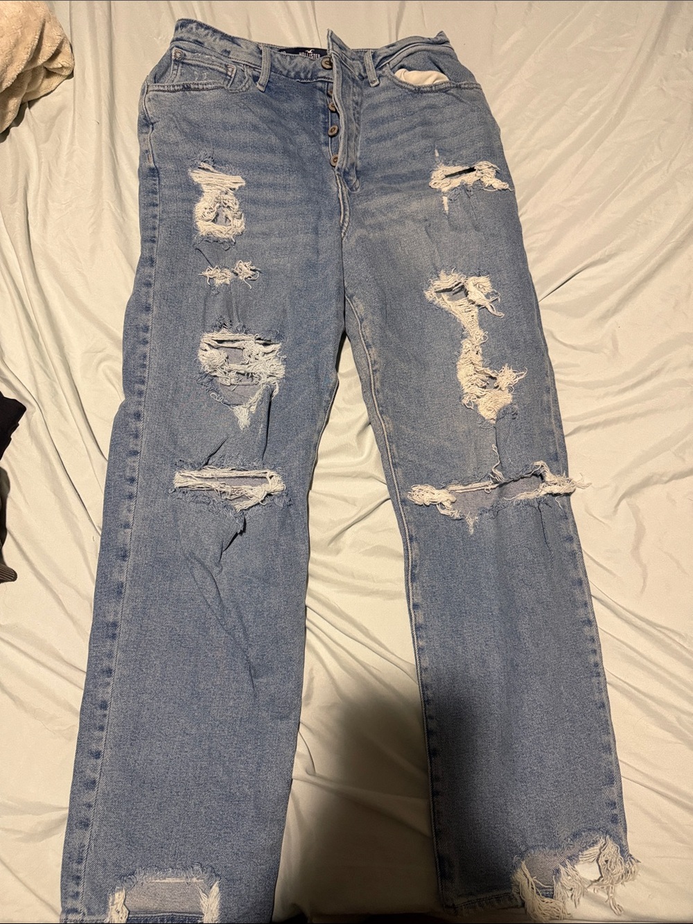 Hollister Light Blue Ripped Boyfriend Jeans